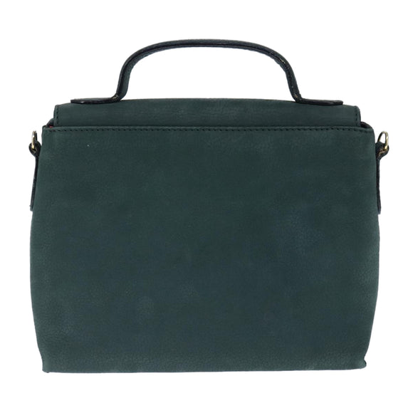 CELINE Handtasche Leder 2way Grün Gold Auth 94979