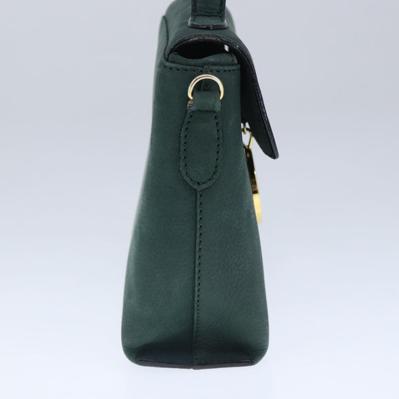 CELINE Handtasche Leder 2way Grün Gold Auth 94979