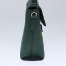 CELINE Hand Bag Leather 2way Green Gold Auth 94979-3