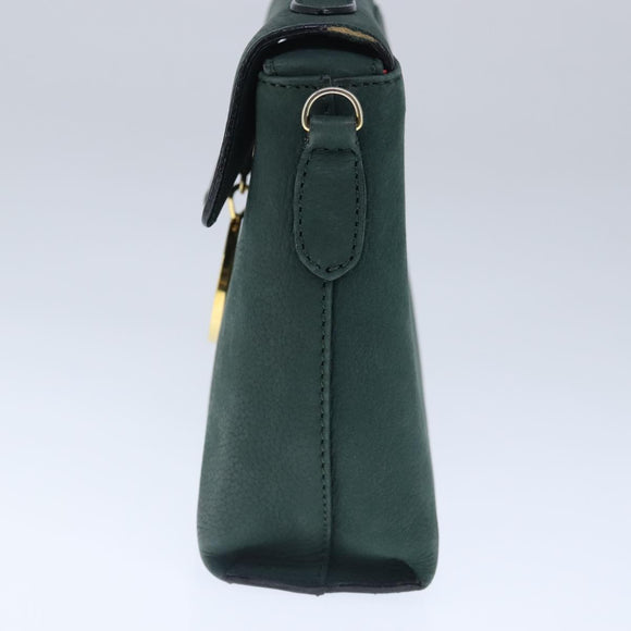 CELINE Handtasche Leder 2way Grün Gold Auth 94979