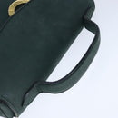CELINE Hand Bag Leather 2way Green Gold Auth 94979-6