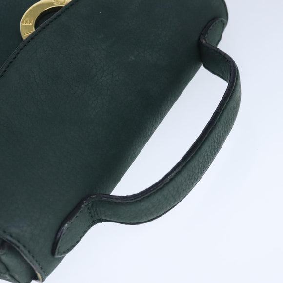 CELINE Handtasche Leder 2way Grün Gold Auth 94979