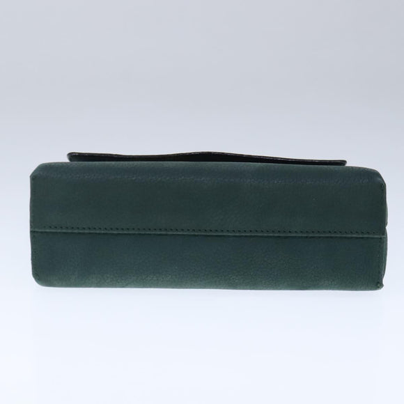 CELINE Hand Bag Leather 2way Green Gold Auth 94979