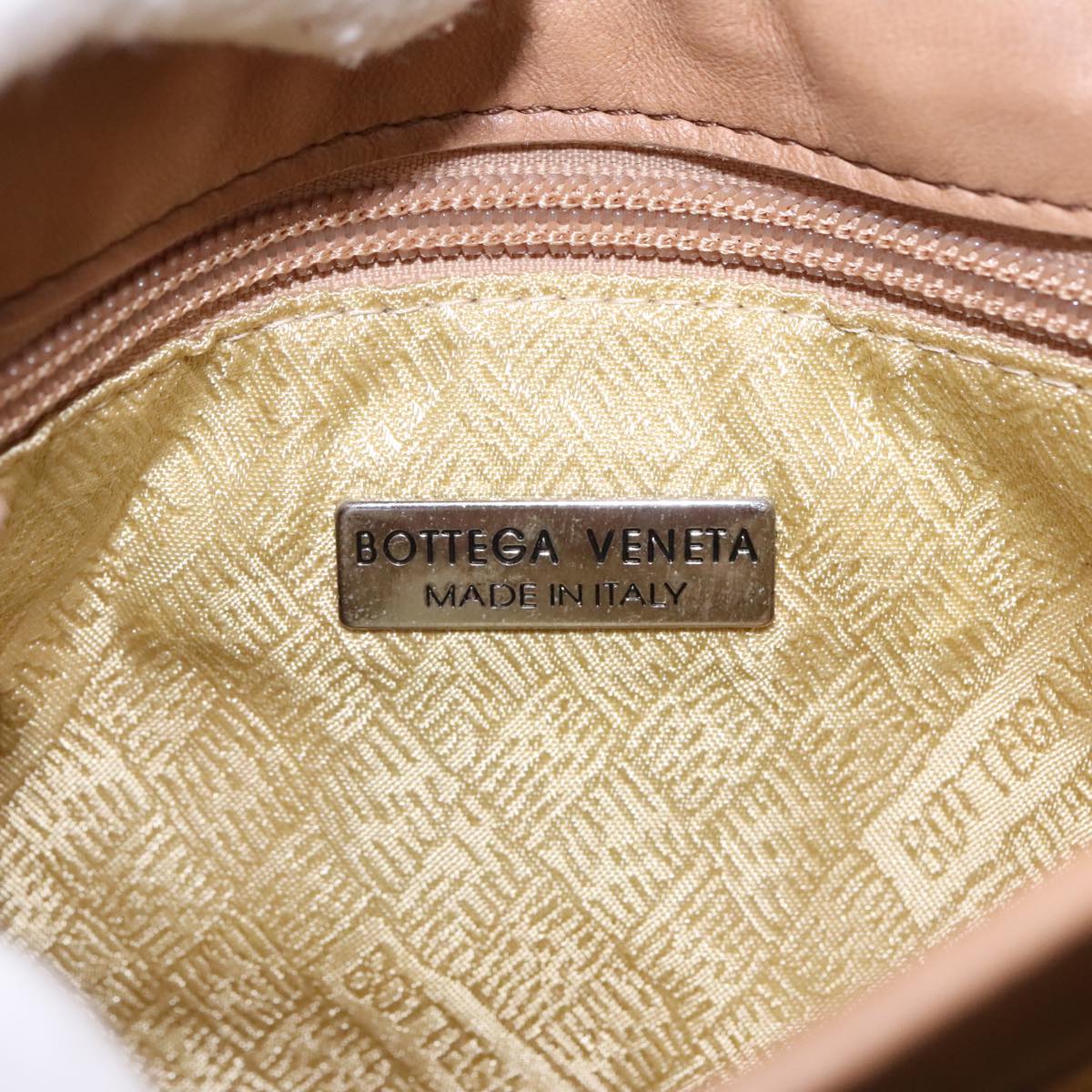 BOTTEGA VENETA INTRECCIATO Shoulder Bag Leather Beige Silver Auth 95000