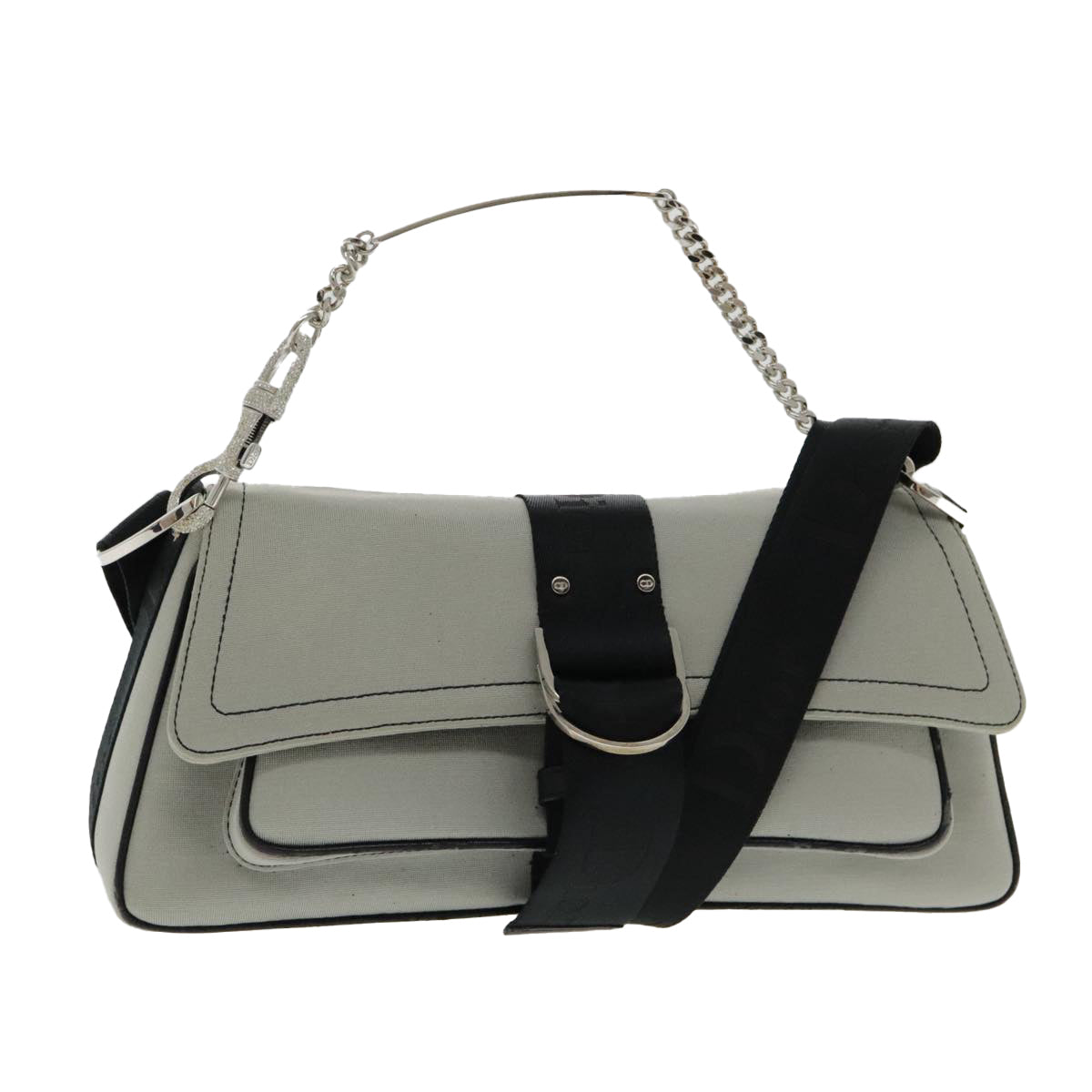 Christian Dior Hardcore Shoulder Bag Canvas Silver Auth 95003