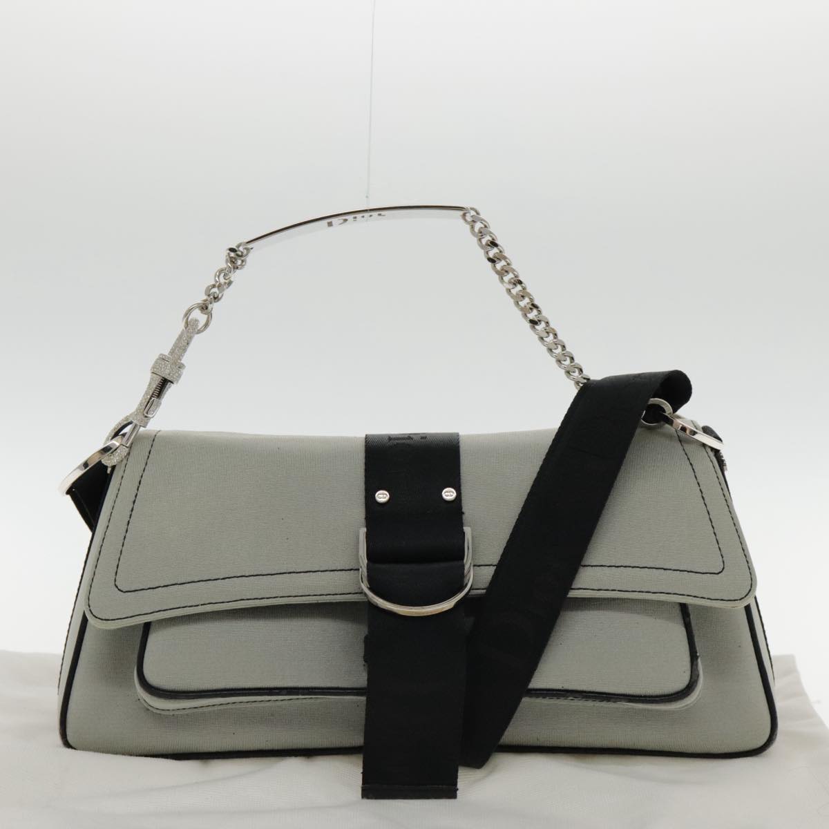 Christian Dior Hardcore Shoulder Bag Canvas Silver Auth 95003