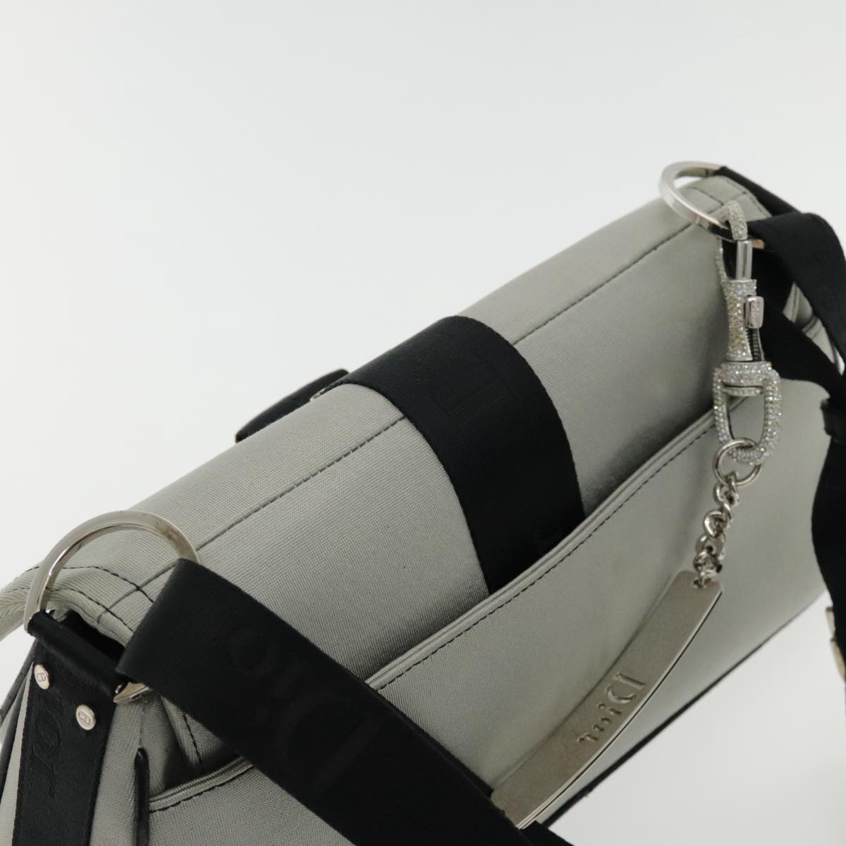 Christian Dior Hardcore Shoulder Bag Canvas Silver Auth 95003