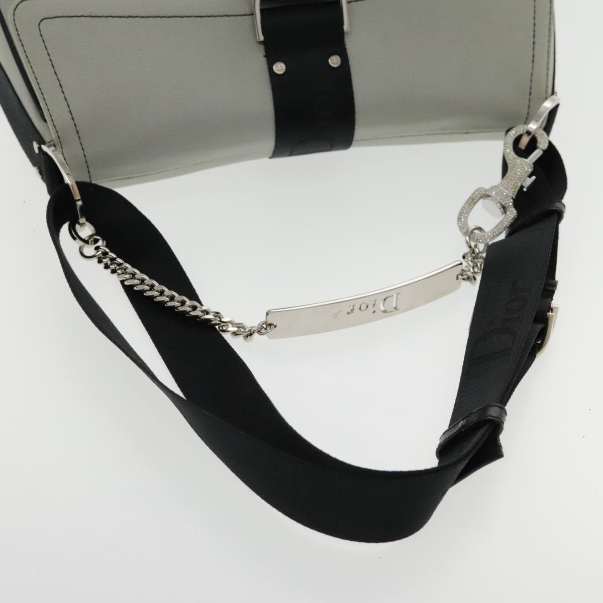 Christian Dior Hardcore Shoulder Bag Canvas Silver Auth 95003