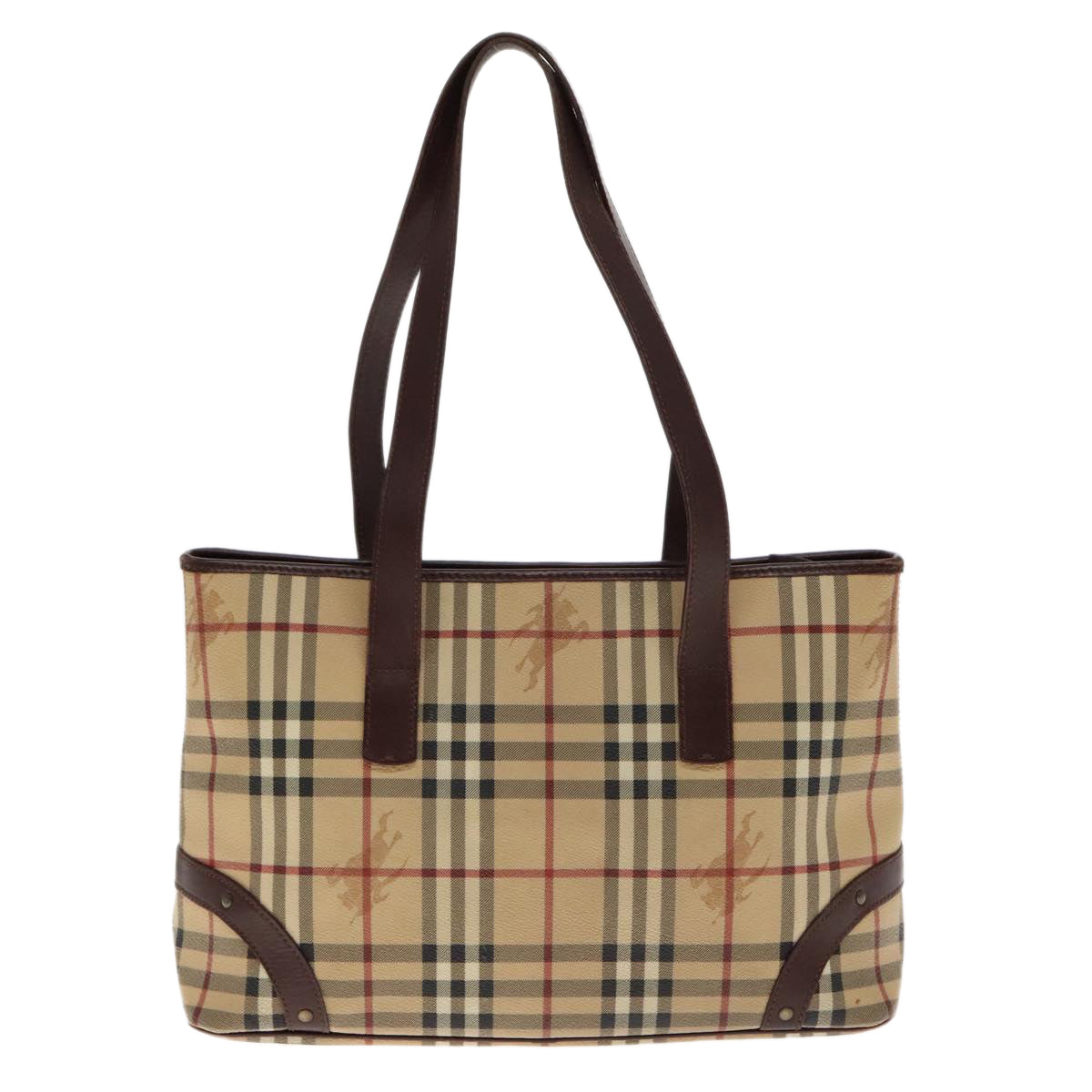 BURBERRY Nova Check Tote Bag PVC Beige Gold Auth 95006 - 0