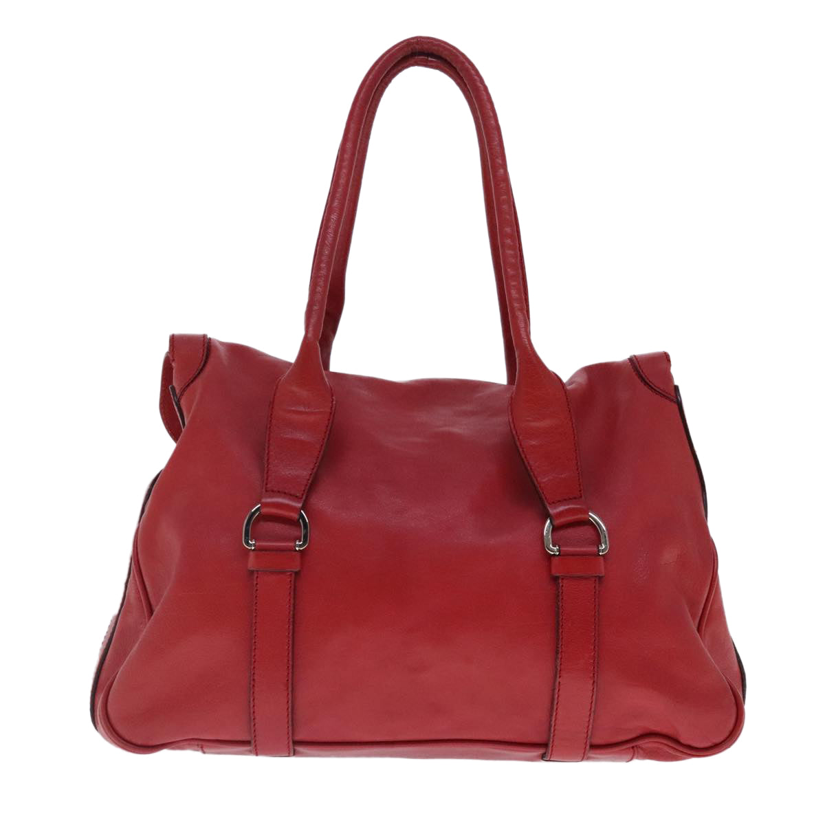 CELINE Shoulder Bag Leather Red Gold Auth 95010