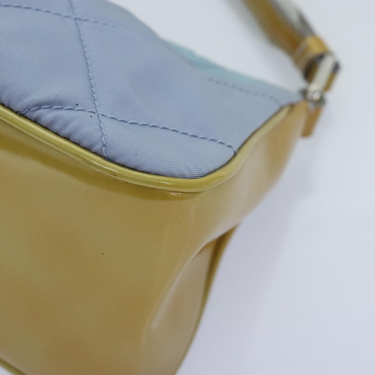 PRADA Shoulder Bag Nylon Light Blue Silver Auth 95019