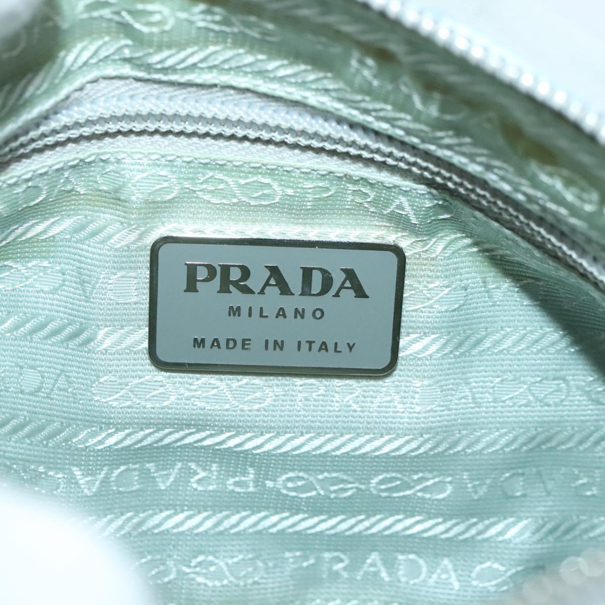 PRADA Shoulder Bag Nylon Light Blue Silver Auth 95019