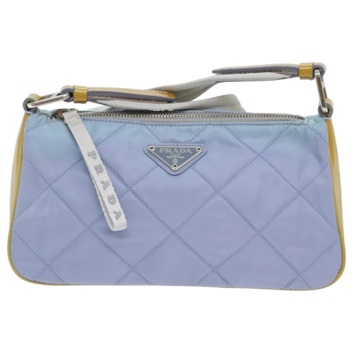 PRADA Shoulder Bag Nylon Light Blue Silver Auth 95019