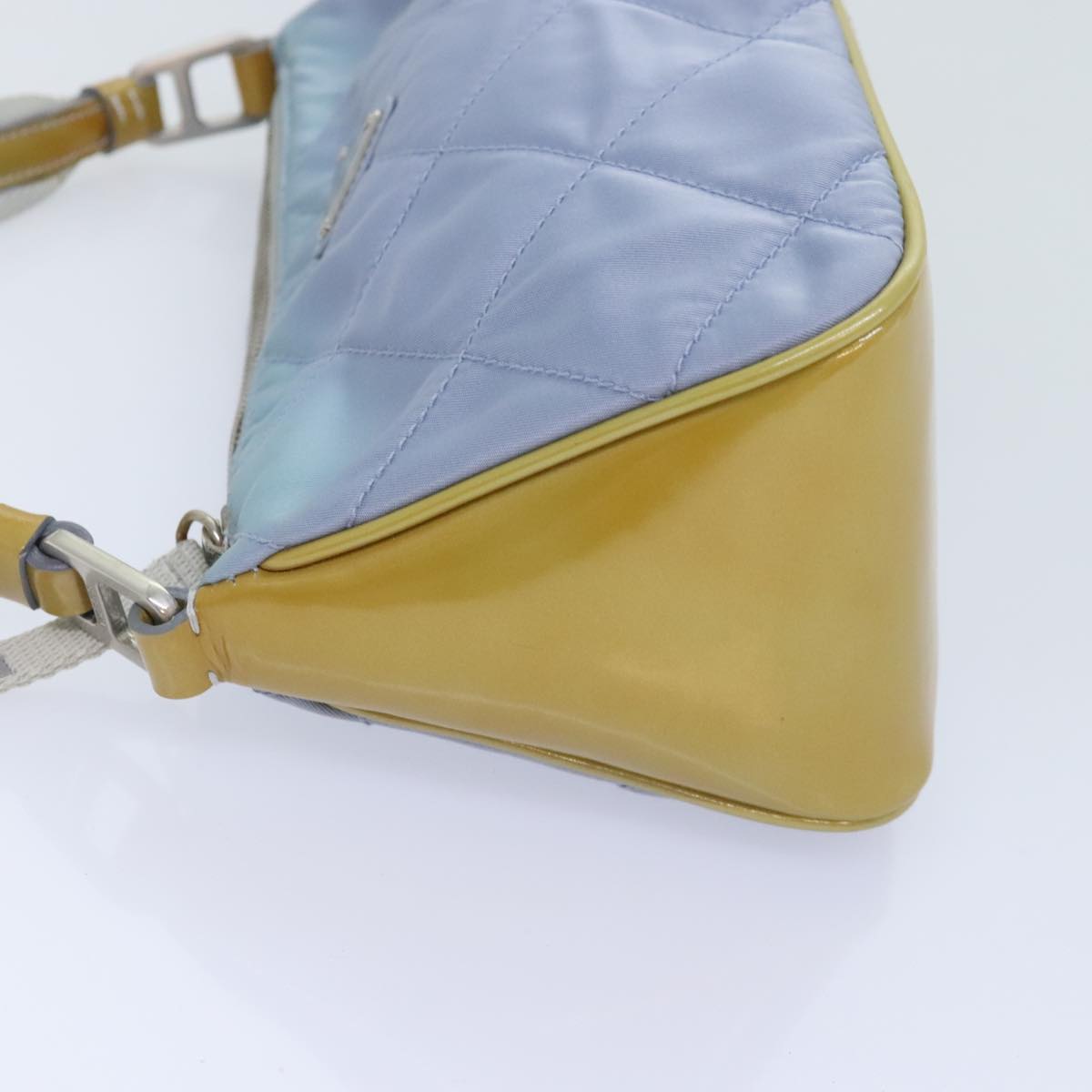 PRADA Shoulder Bag Nylon Light Blue Silver Auth 95019