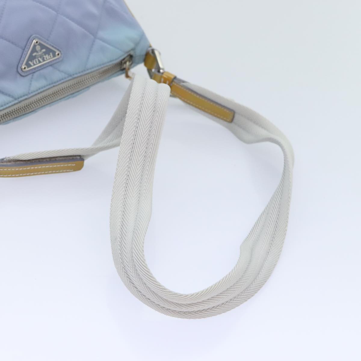 PRADA Shoulder Bag Nylon Light Blue Silver Auth 95019