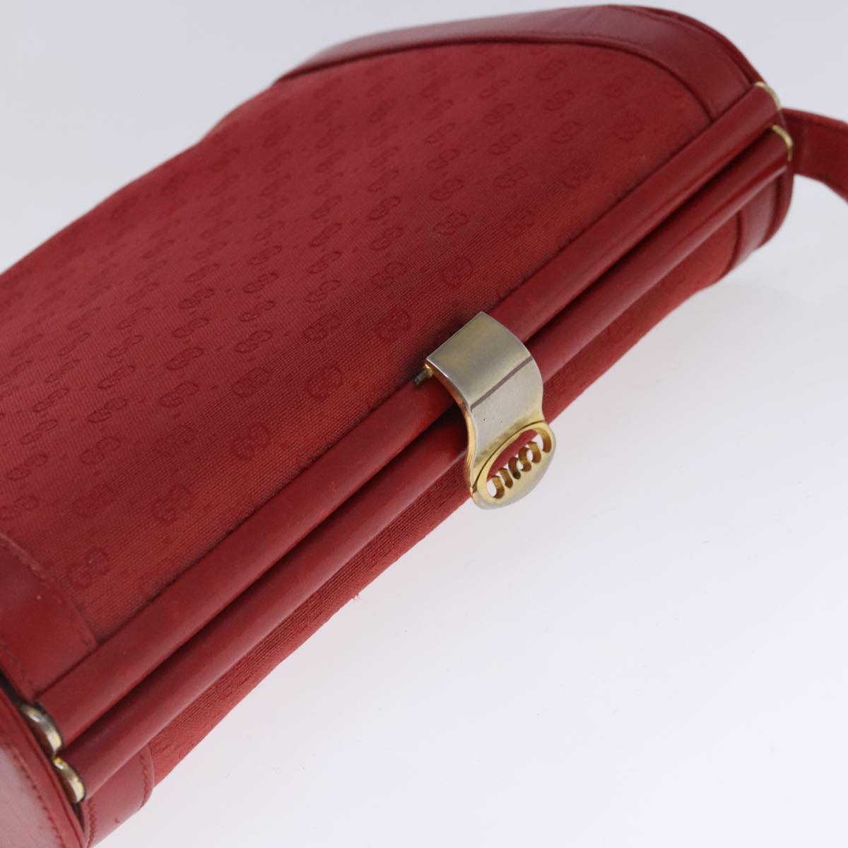 GUCCI Micro GG Canvas Shoulder Bag Gold Red 269957 Auth 95020