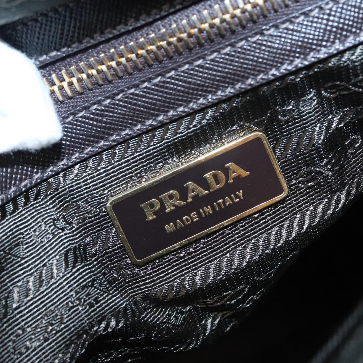 PRADA Shoulder Bag Nylon Khaki Gold Auth 95021