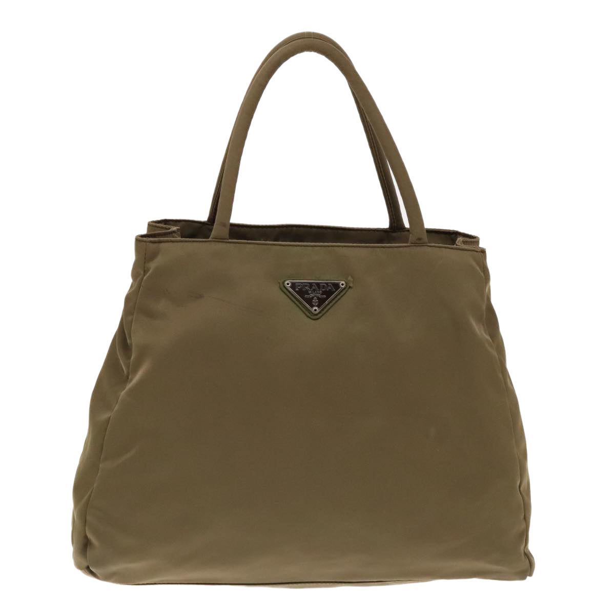 PRADA Hand Bag Nylon Khaki Silver Auth 95022 - 0