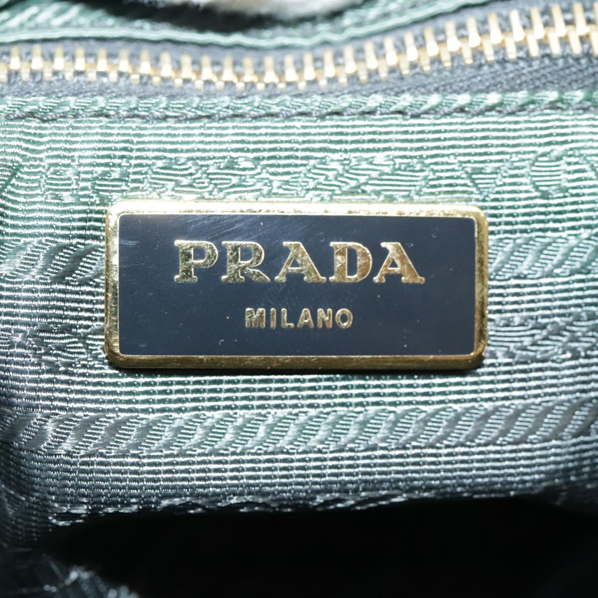 PRADA Shoulder Bag Nylon Khaki Gold Auth 95025