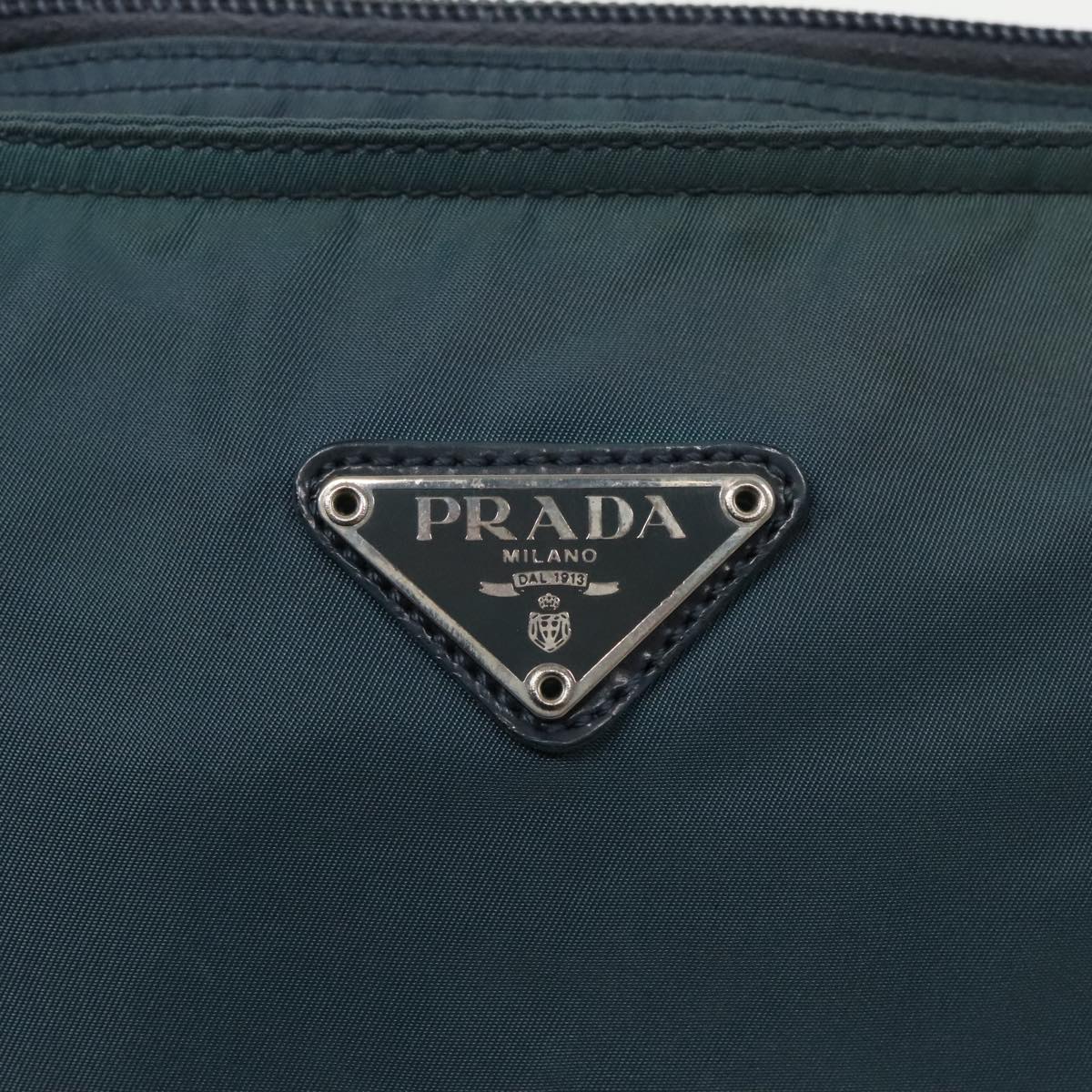 PRADA Shoulder Bag Nylon Blue Silver Auth 95026