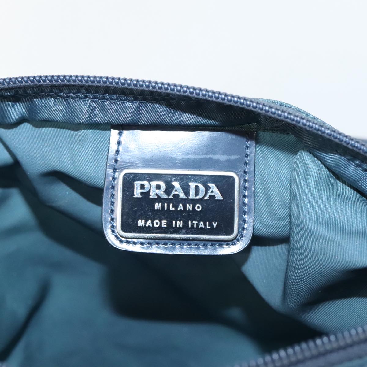 PRADA Shoulder Bag Nylon Blue Silver Auth 95026