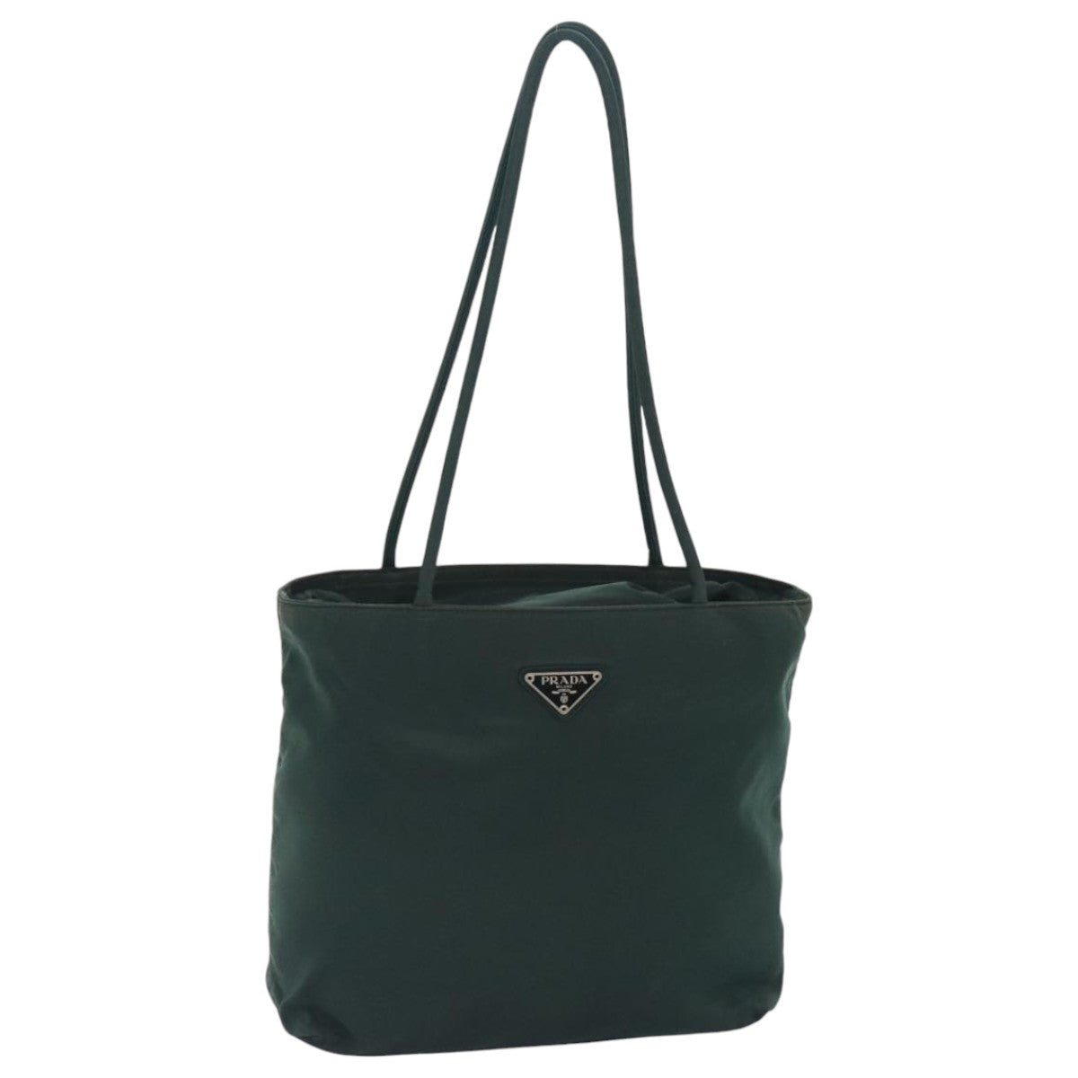 PRADA Tote Bag Nylon Green Silver Auth 95027