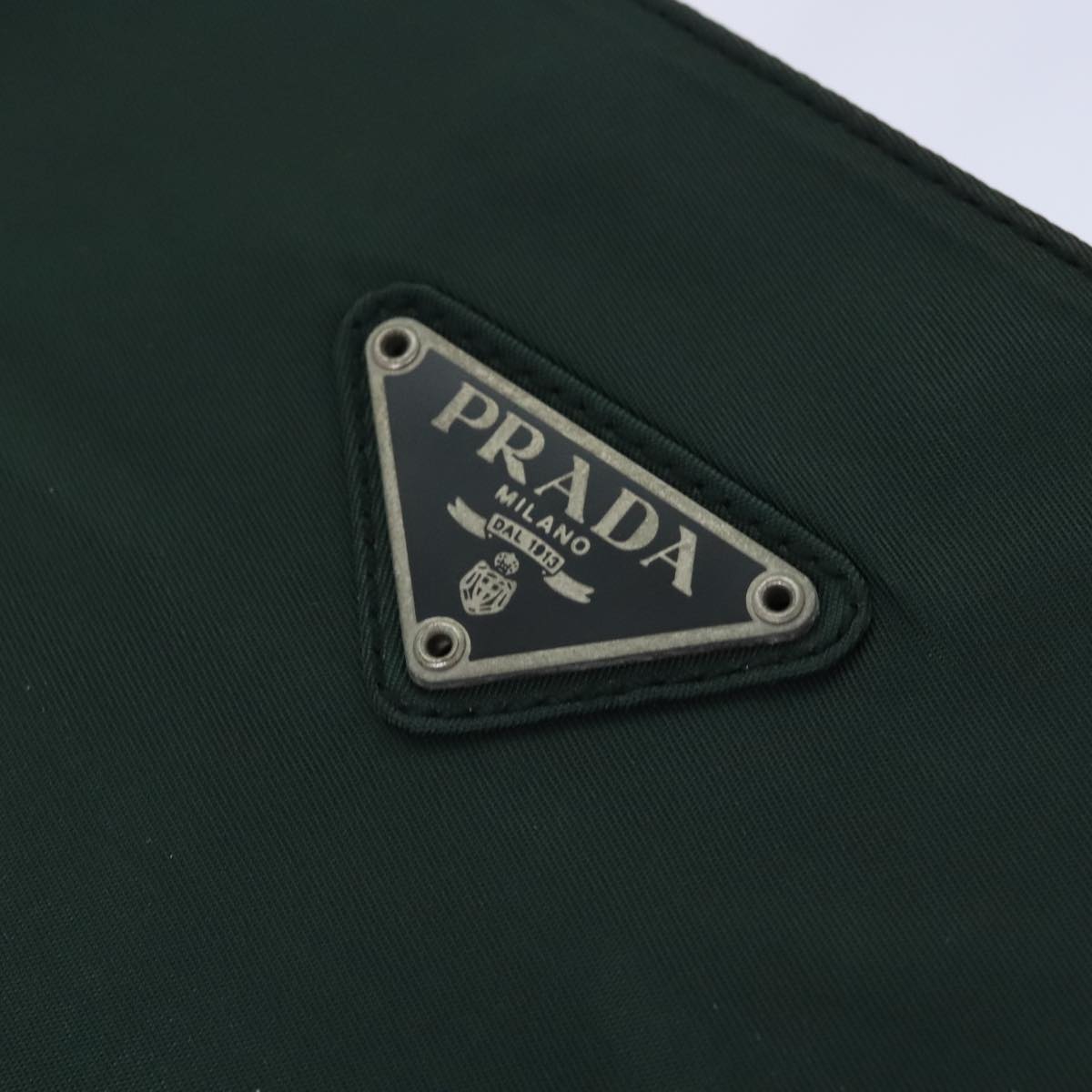 PRADA Tote Bag Nylon Green Silver Auth 95027