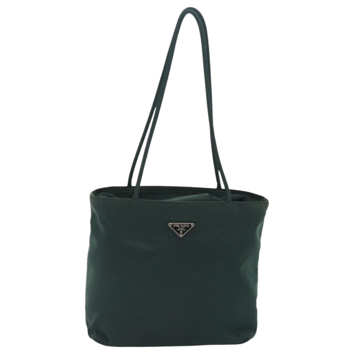 PRADA Tote Bag Nylon Green Silver Auth 95027