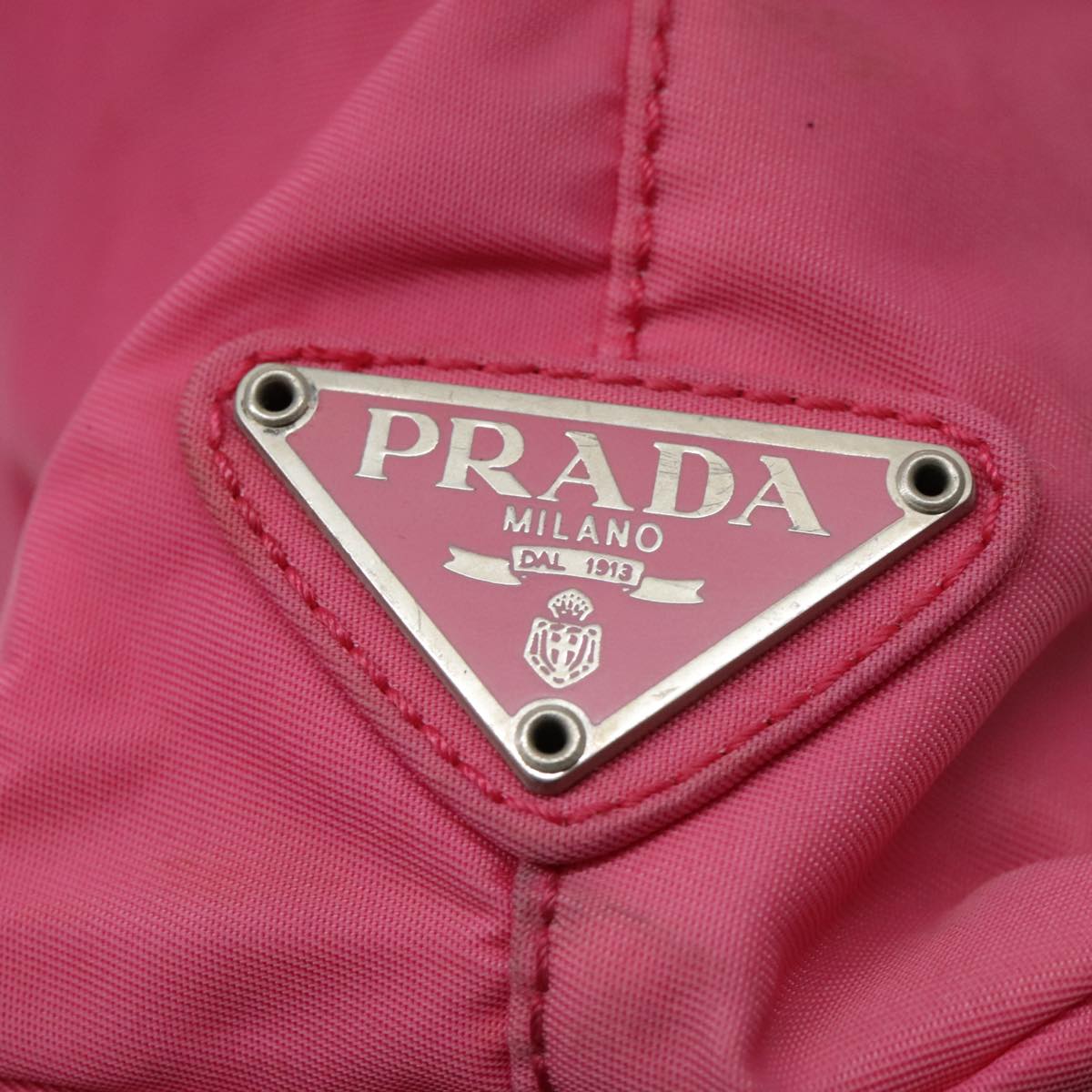 PRADA Tote Bag Nylon Pink Silver Auth 95028