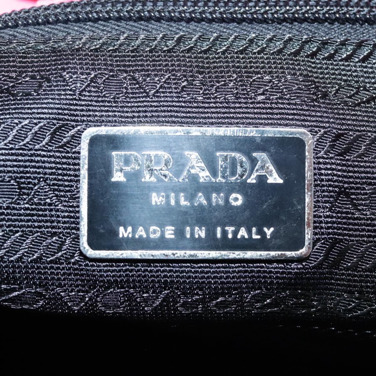 PRADA Tote Bag Nylon Pink Silver Auth 95028