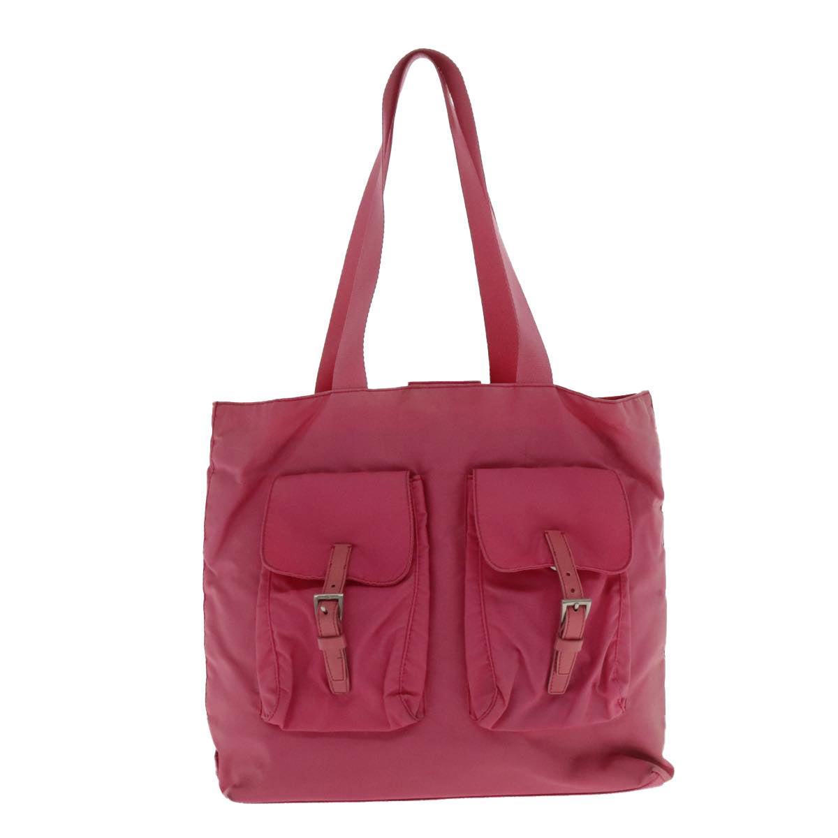 PRADA Tote Bag Nylon Pink Silver Auth 95028