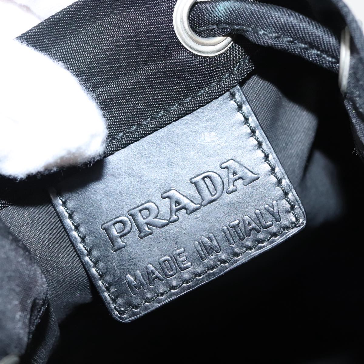 PRADA Pouch Nylon Black Silver Auth 95055