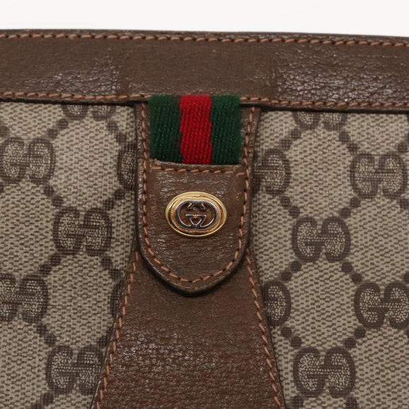 GUCCI GG Supreme Web Sherry Line Clutch Bag PVC Beige Red 89 01 032 Auth 95057