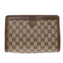 GUCCI GG Supreme Web Sherry Line Clutch Bag PVC Beige Red 89 01 032 Auth 95057-2