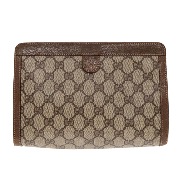 GUCCI GG Supreme Web Sherry Line Clutch Bag PVC Beige Red 89 01 032 Auth 95057