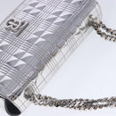 BURBERRY Chain Shoulder Bag Patent leather Silver Auth 95065-6