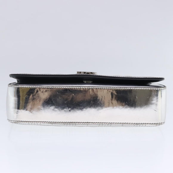 BURBERRY Schultertasche mit Kette Lackleder Silber Original 95065