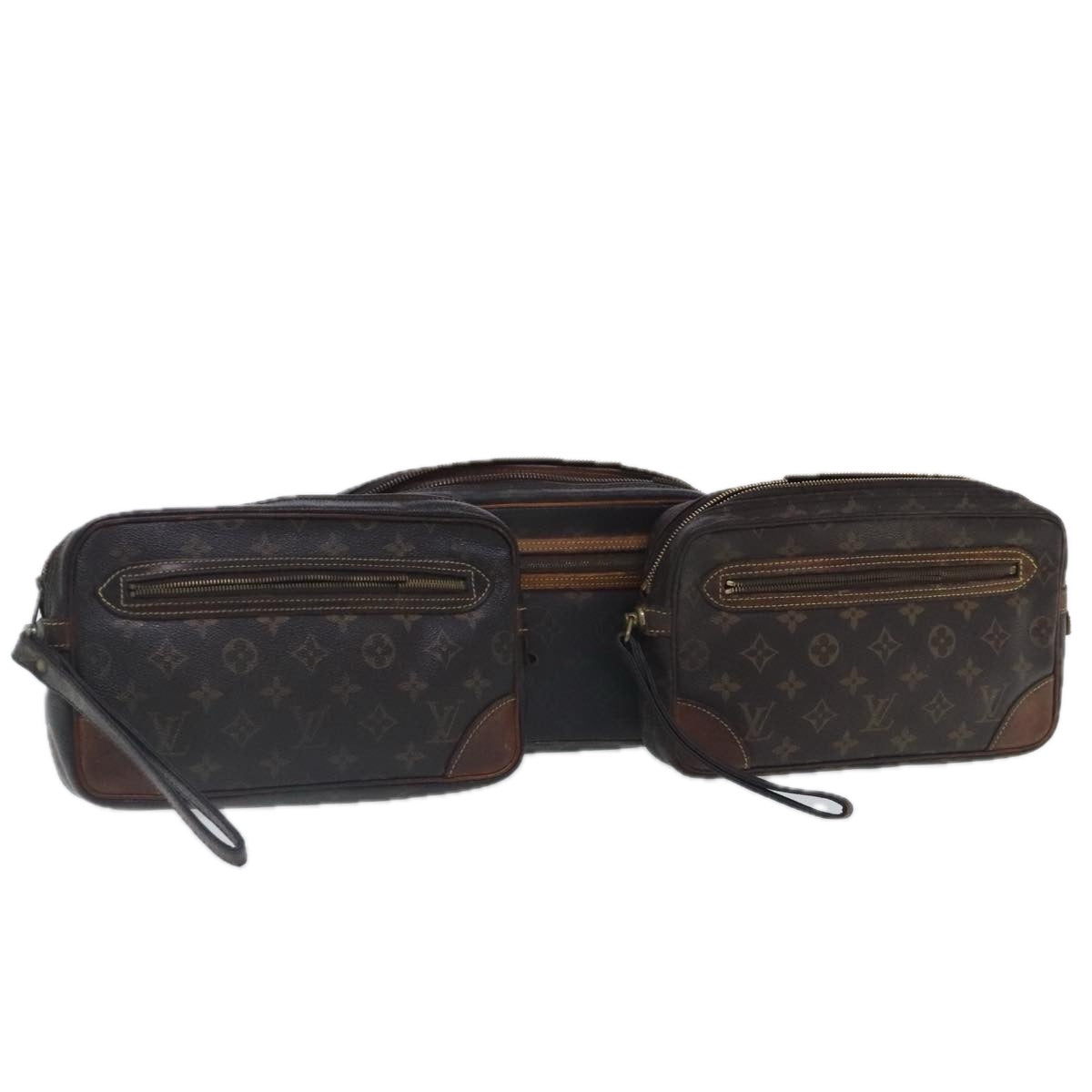 LOUIS VUITTON Monogram Marly Dragonne GM Clutch Bag 3Set M51825 LV Auth 95099