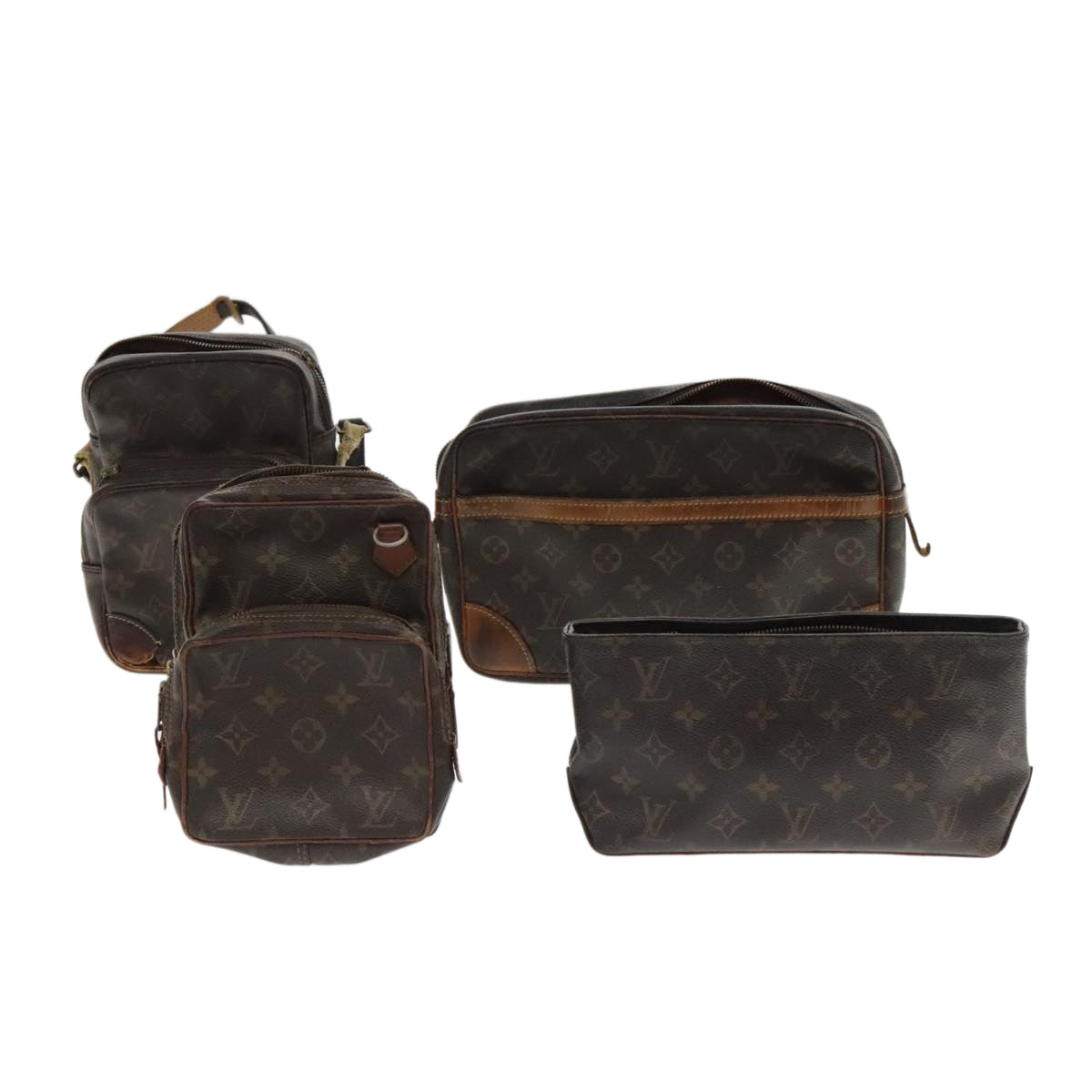 LOUIS VUITTON Monogram Clutch Bag Shoulder Bag 4Set LV Auth 95100