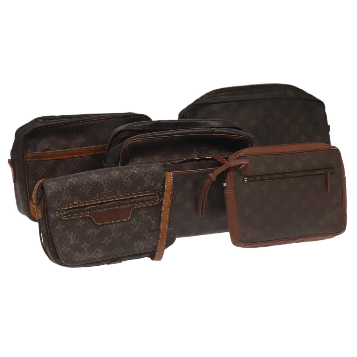 LOUIS VUITTON Monogram Clutch Shoulder Bag 5Set LV Auth 95101