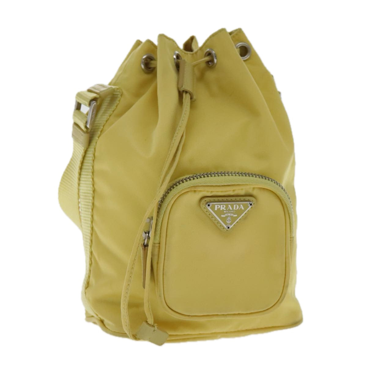 PRADA Hand Bag Nylon Yellow Silver Auth 95112