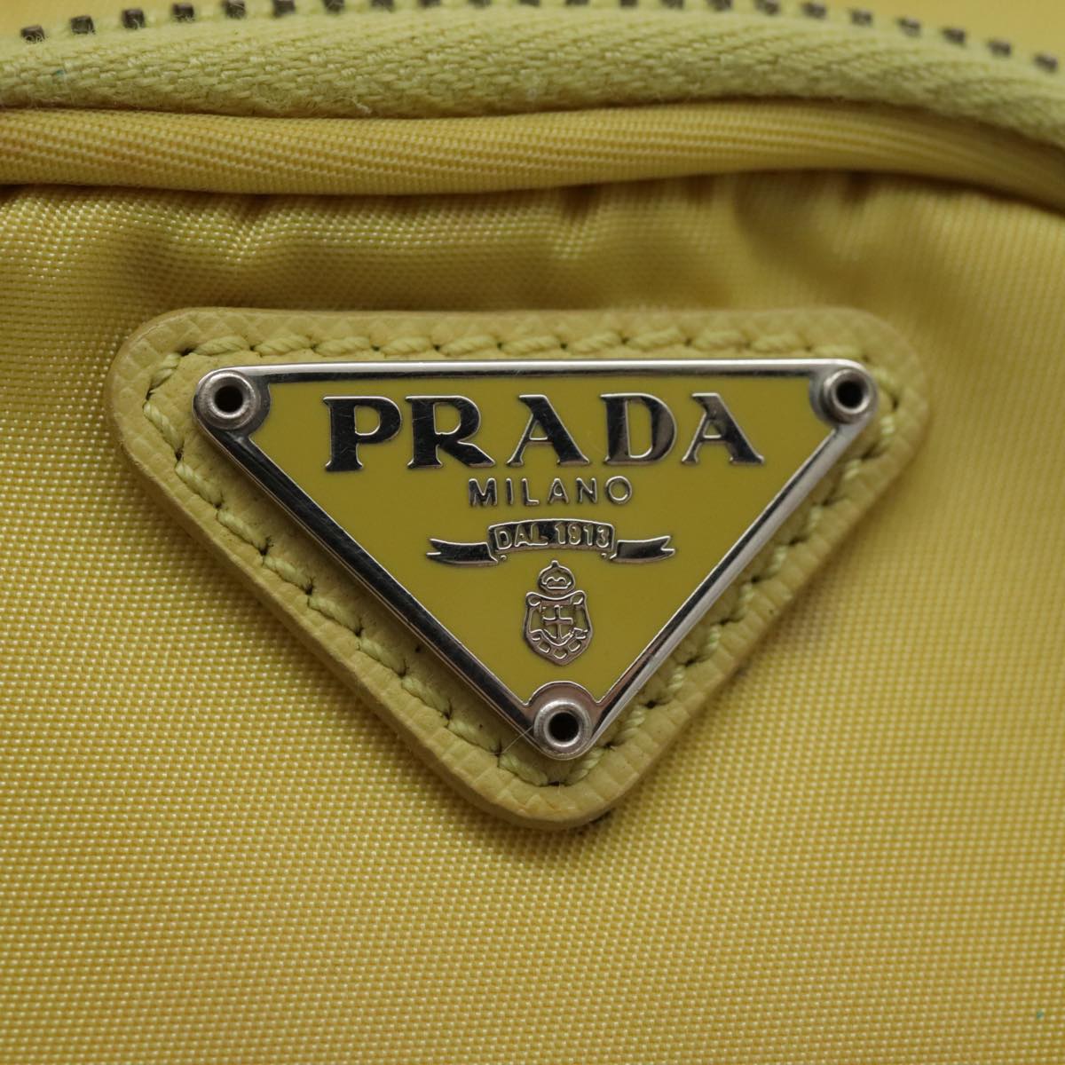 PRADA Hand Bag Nylon Yellow Silver Auth 95112