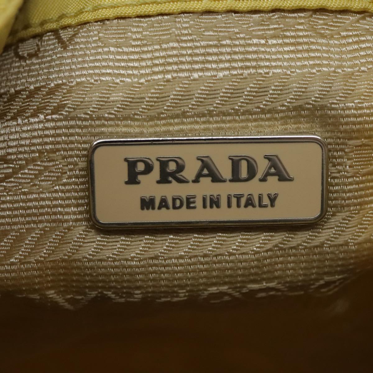 PRADA Hand Bag Nylon Yellow Silver Auth 95112