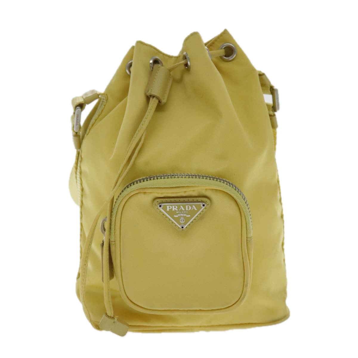 PRADA Hand Bag Nylon Yellow Silver Auth 95112 - 0