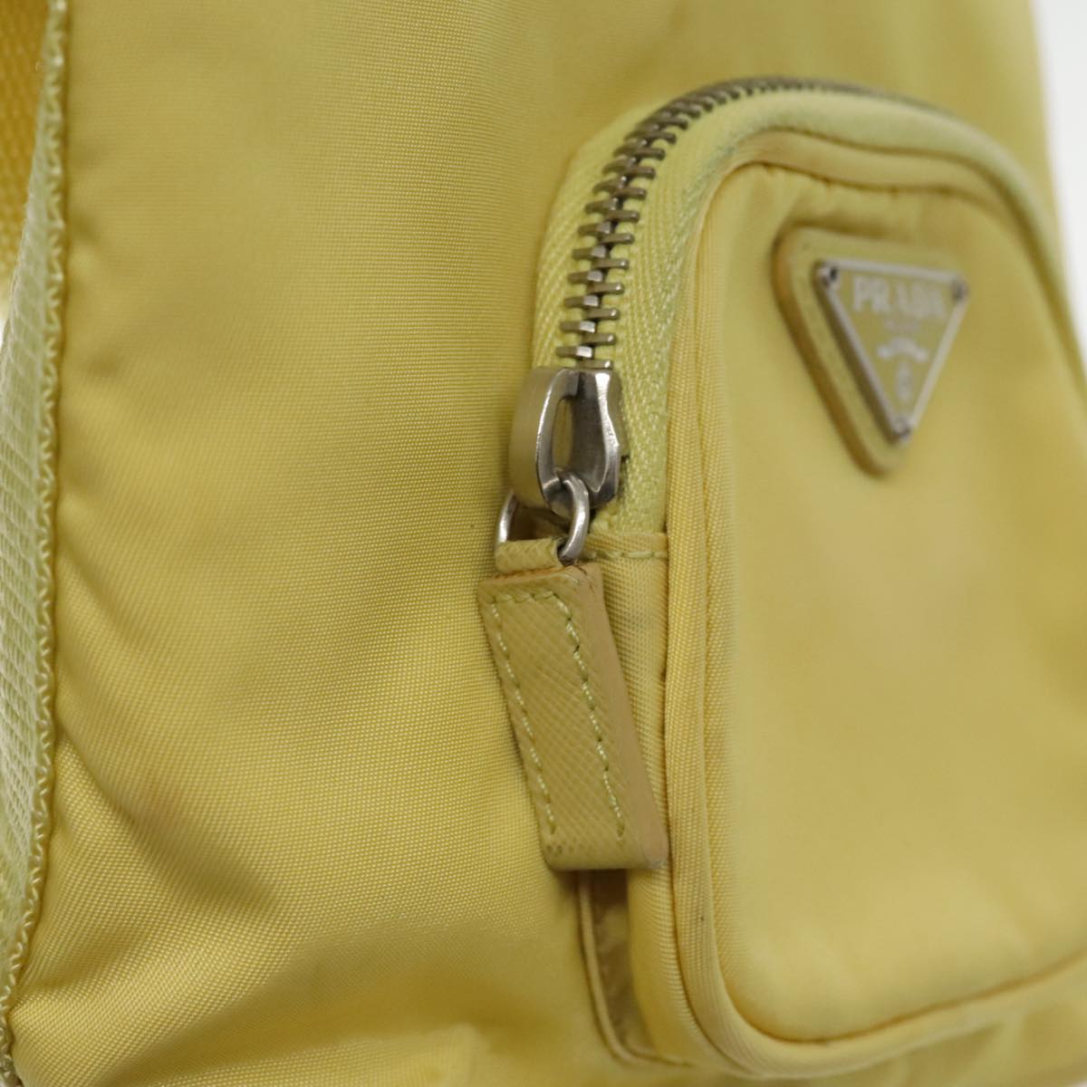 PRADA Hand Bag Nylon Yellow Silver Auth 95112