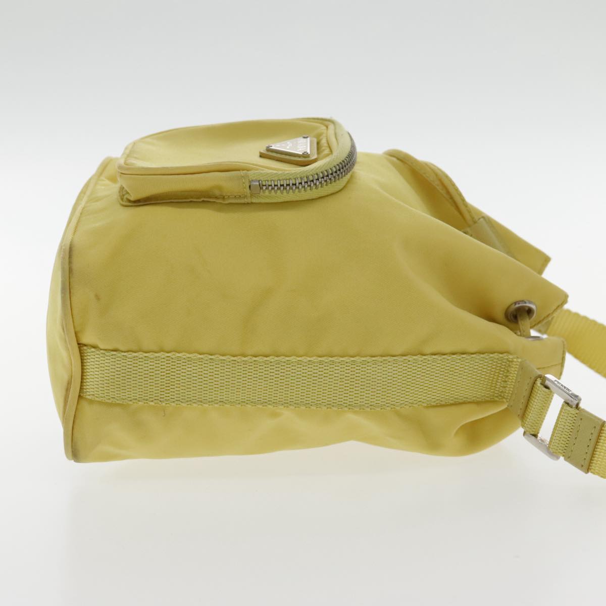 PRADA Hand Bag Nylon Yellow Silver Auth 95112