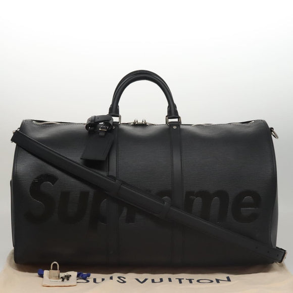 LOUIS VUITTON Epi LV × Supreme Keepall Bandouliere 55 Bag M53433 LV Auth 95128SM
