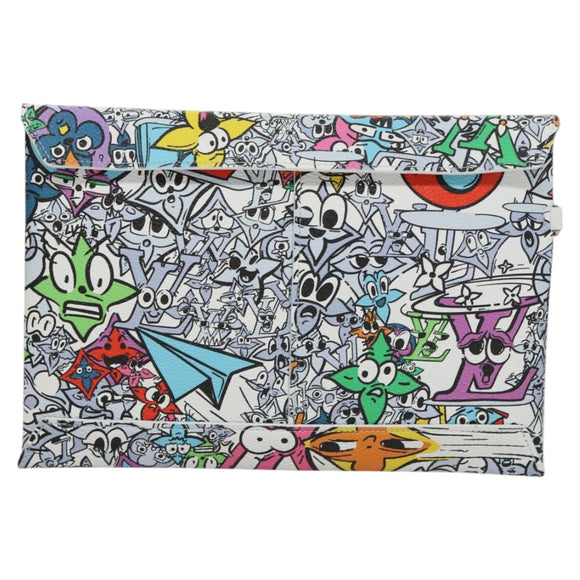 LOUIS VUITTON Monogram Comics Trio Amberop Clutch Bag White M82014 Auth 95129SM