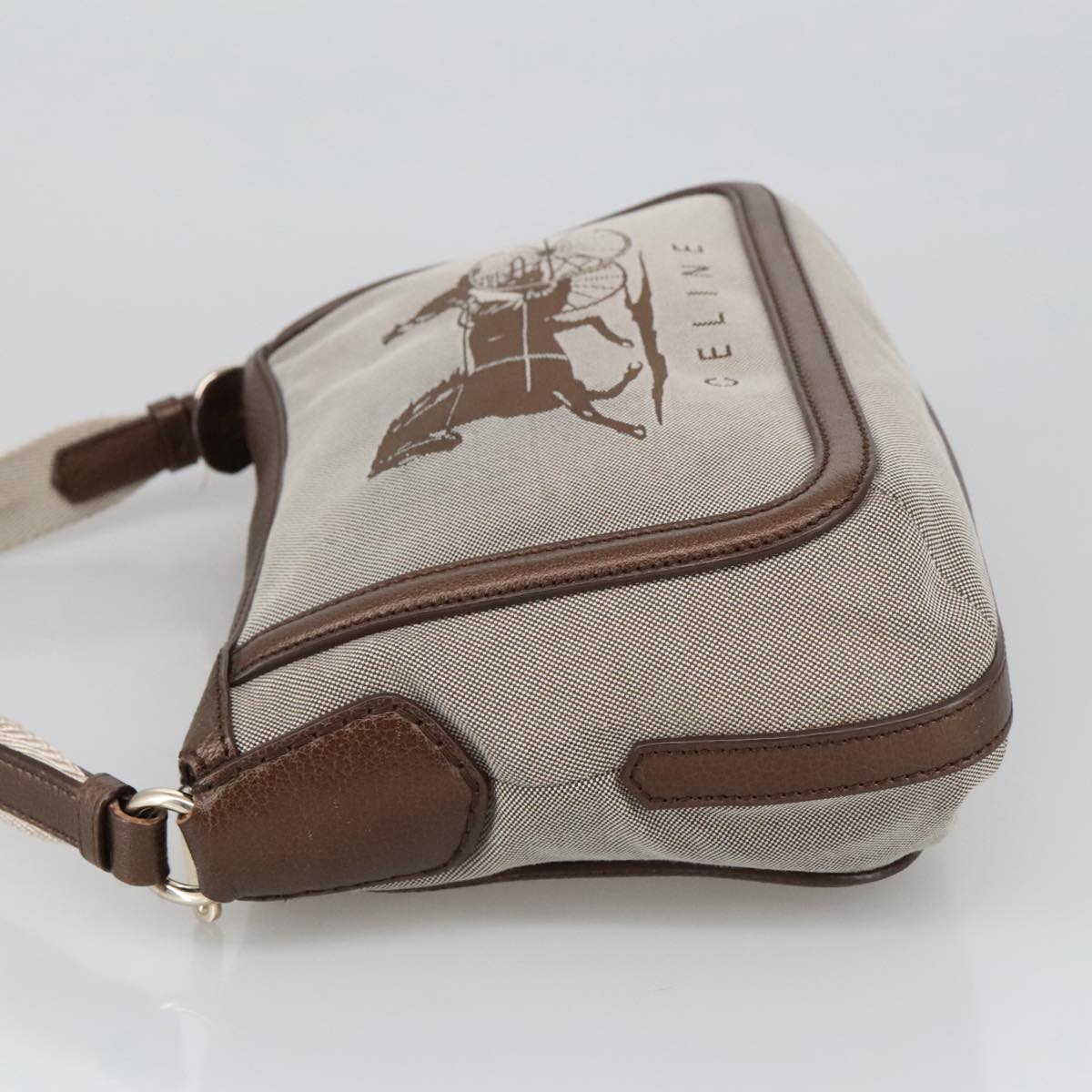 CELINE Shoulder Bag Canvas Beige Auth 95151