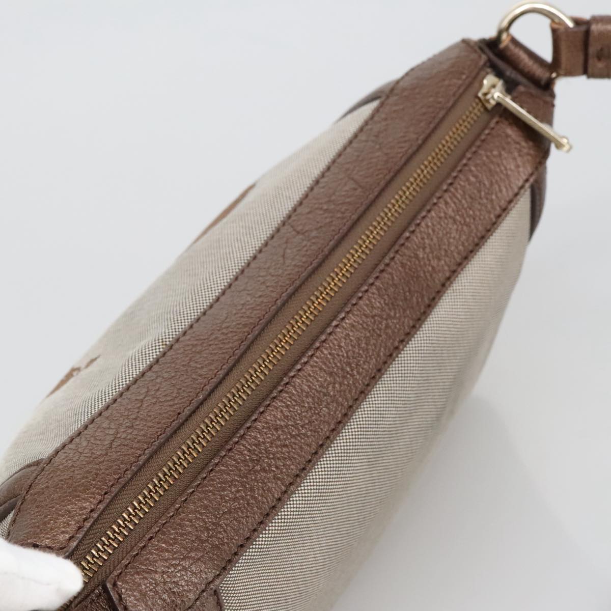 CELINE Shoulder Bag Canvas Beige Auth 95151